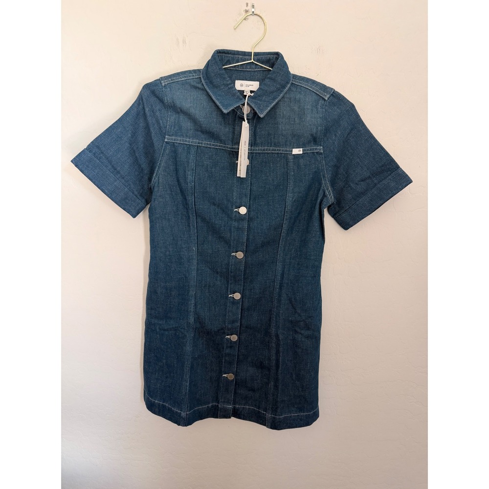 AG Adriano Goldschmied Glenn Utility Dress Nita Dark Wash Denim Mini Small NWT